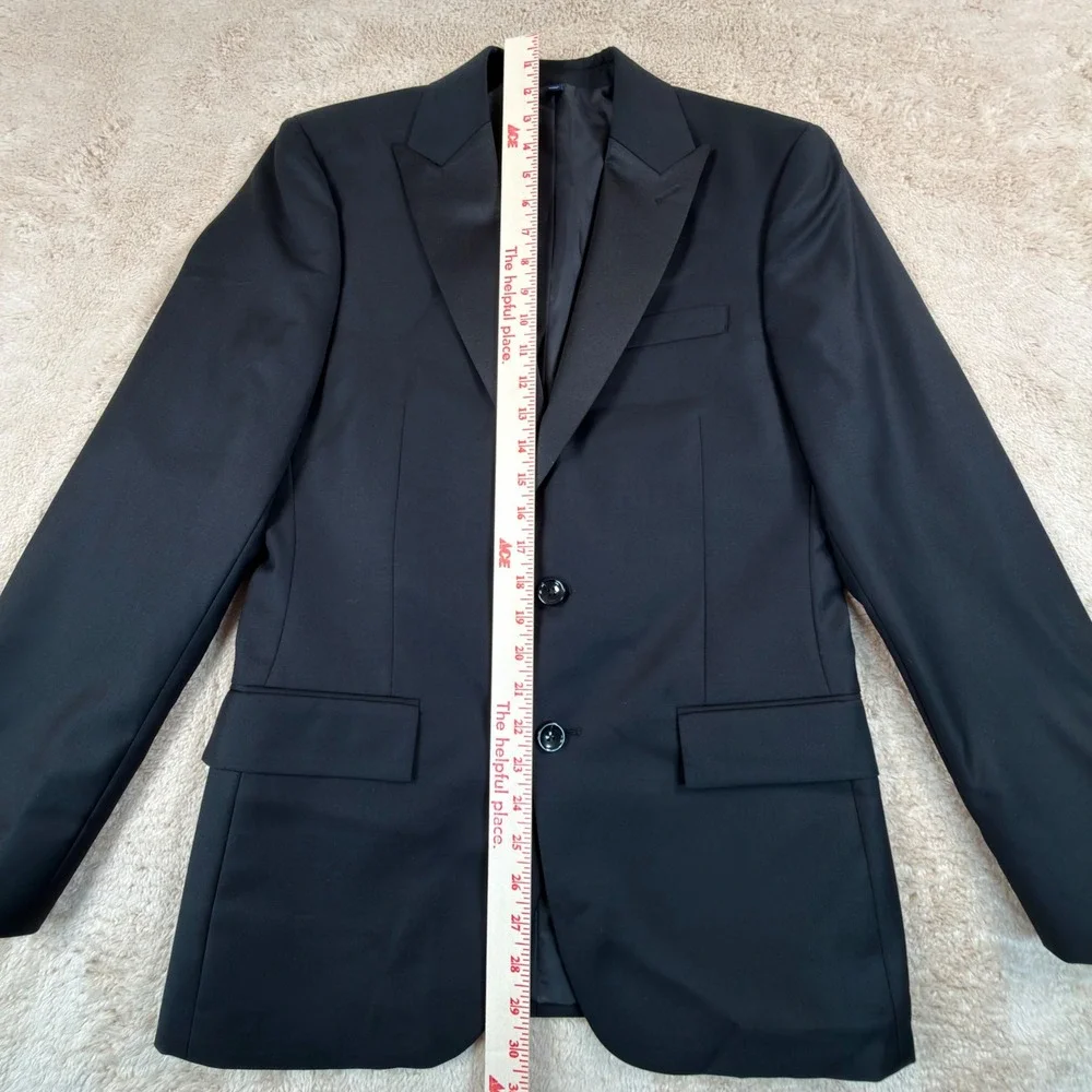 J.Crew Mens 36S Thompson Tuxedo Jacket Black Wool Peak Lapel AZ235 NEW
